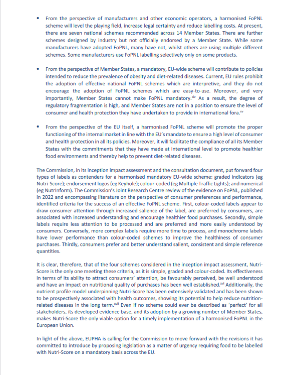 The European Public Health Association (EUPHA) supports for Nutri-Score ...
